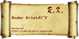Roder Kristóf névjegykártya